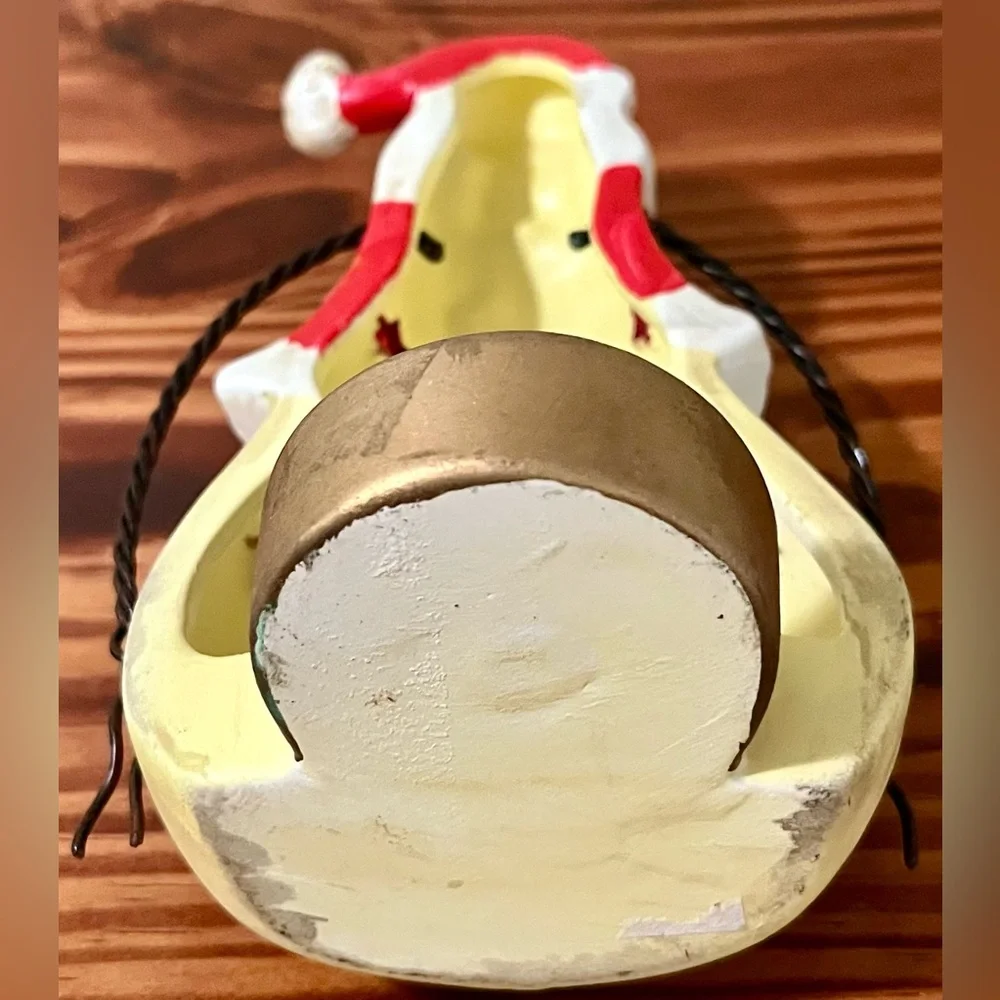 Vintage Santa Claus Ceramic Luminary Candle Holder Christmas Tree Mosaic Stars